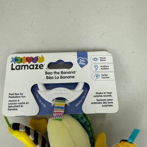Lamaze Bea the Banana Clip Baby Crinkle Chew Ribbon Pattern Toy 0-24 Month NEW - Picture 2 of 5